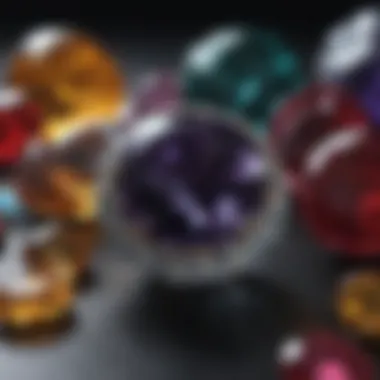 Elegant gemstones displayed on a velvet surface