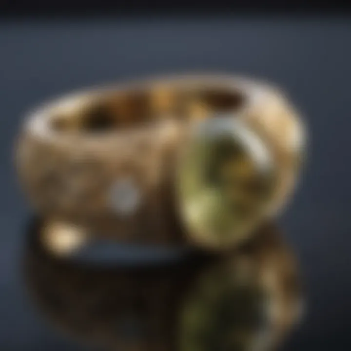 Close-up of a pear ring showcasing meticulous craftsmanship