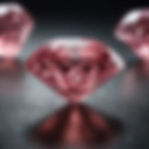 Close-up view of a sparkling pink diamond showcasing its brilliance