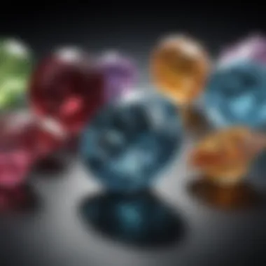 Ethically Sourced Gemstones An elegant display of ethically sourced gemstones in various shapes