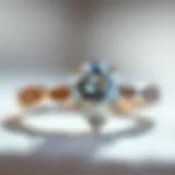 A close-up of an intricately designed gemstone engagement ring