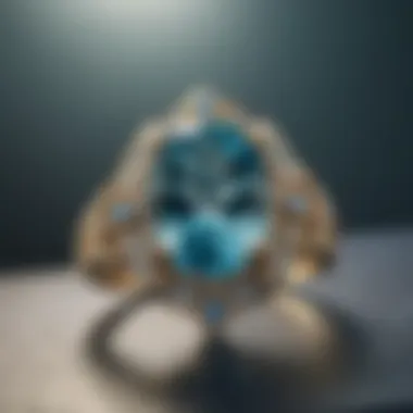 A stunning close-up of a sparkling aquamarine ring showcasing its vibrant blue hue.