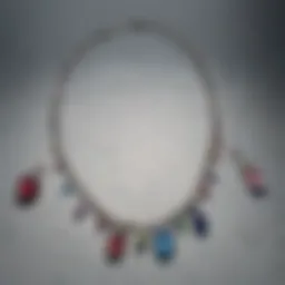 A stunning collection of birthstone necklaces arranged elegantly on a display