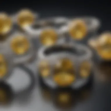 Assortment of canary yellow sapphire rings in various settings and styles