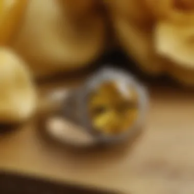 Stunning canary yellow sapphire ring set against a soft velvet background