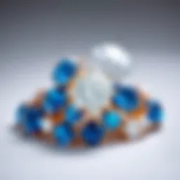 A stunning arrangement of diamonds and blue sapphires showcasing their vibrant colors.