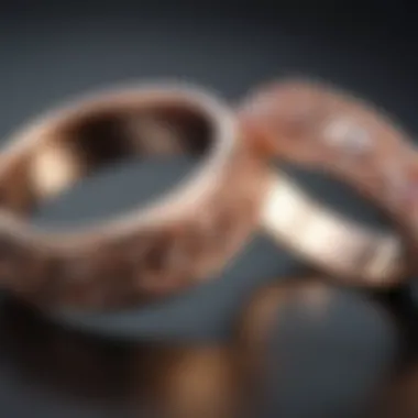 Close-up of rose gold wedding rings showcasing unique hues