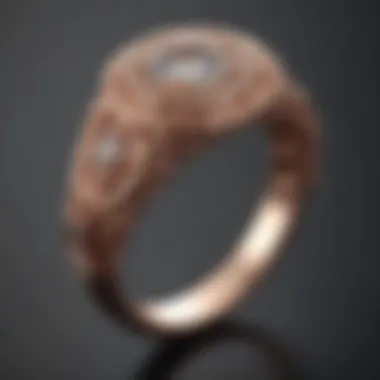 Elegant rose gold wedding ring with intricate design