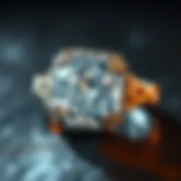 Glistening ten carat diamond ring with intricate setting