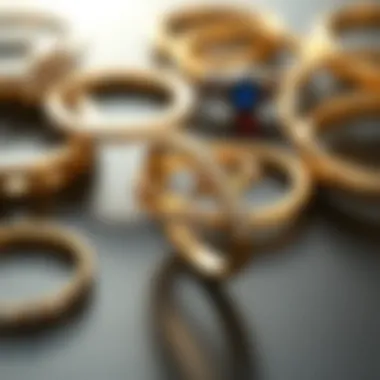 Design Variations of Skinny Gold Band Rings An elegant arrangement of various skinny gold band rings showcasing design variations