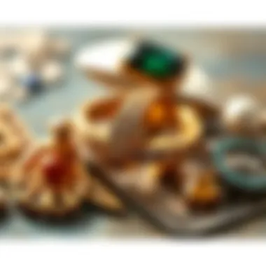 Historical Significance of the Skinny Gold Band Ring A vintage skinny gold band ring placed against historical jewelry pieces