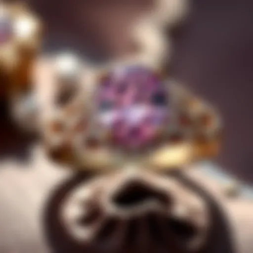 Elegant pink diamond ring with intricate design