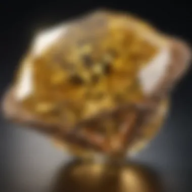 Close-up of yellow diamond showcasing its brilliance