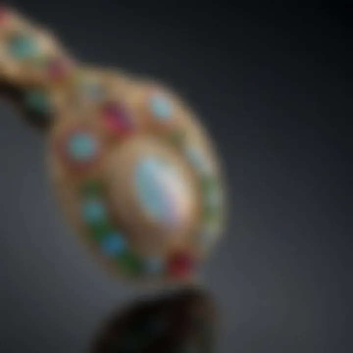 An elegant piece of jewelry featuring opal and tourmaline