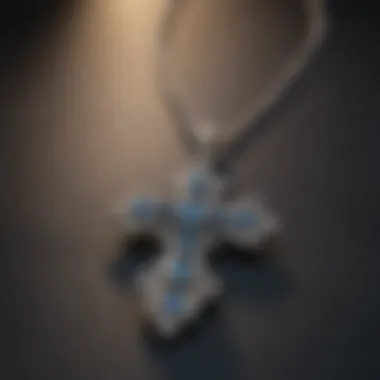 Elegant Blue Nile diamond cross necklace showcasing intricate design