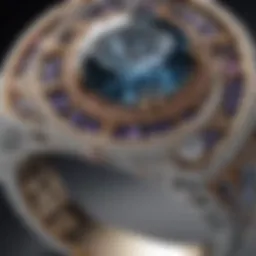 Close-up view of a cathedral solitaire ring showcasing its intricate setting and gemstone