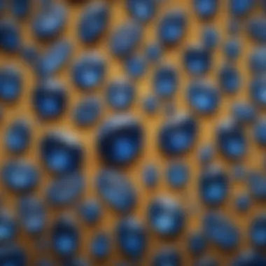 Diverse Blue Gemstone Collection A collection of various blue gemstones displayed on a velvet surface, highlighting their unique colors and cuts.