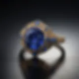 A stunning blue sapphire set in a delicate gold ring, showcasing its brilliance.