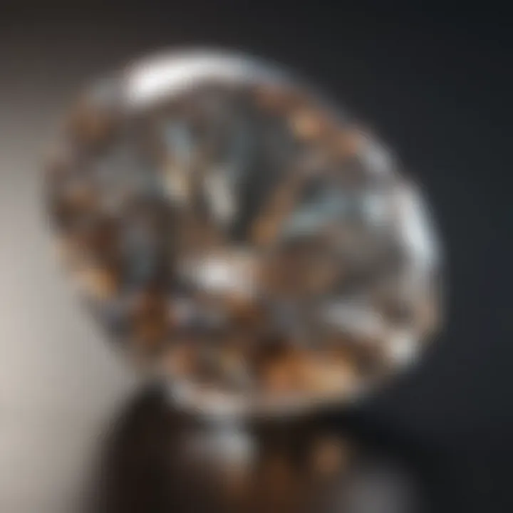 Close-up of a diamond being analyzed by the finder tool