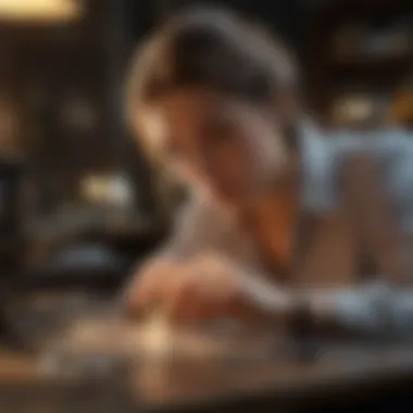 Jeweler Using the Diamond Finder Tool A jeweler utilizing the diamond finder tool in a shop setting