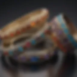 A stunning array of bangle bracelets showcasing intricate designs and vibrant colors