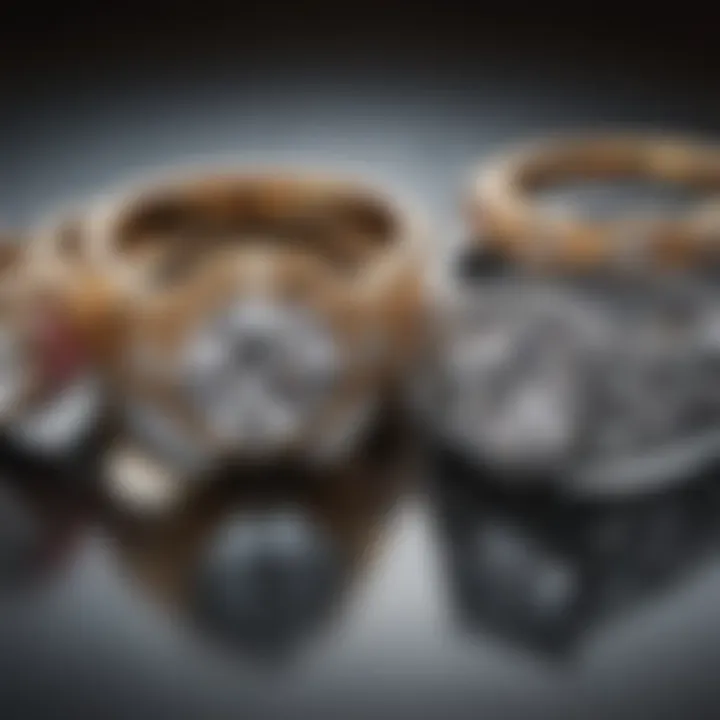 A historical display of vintage single band diamond rings and their evolution