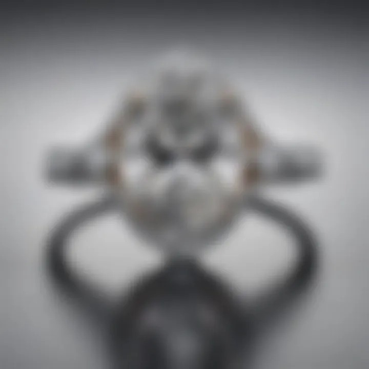 A side view of an oval engagement ring emphasizing its unique cut