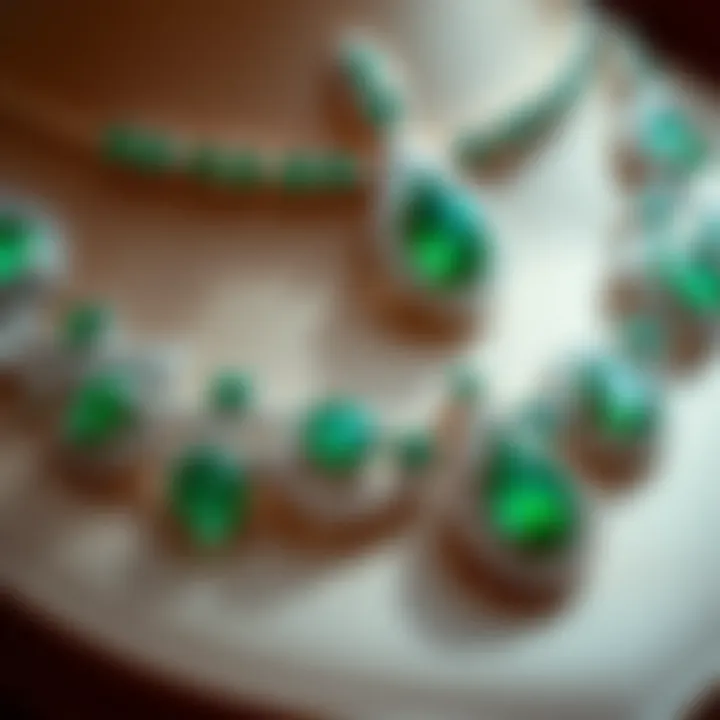A beautifully arranged collection of jewelry featuring green diamonds, showcasing their versatility and beauty.
