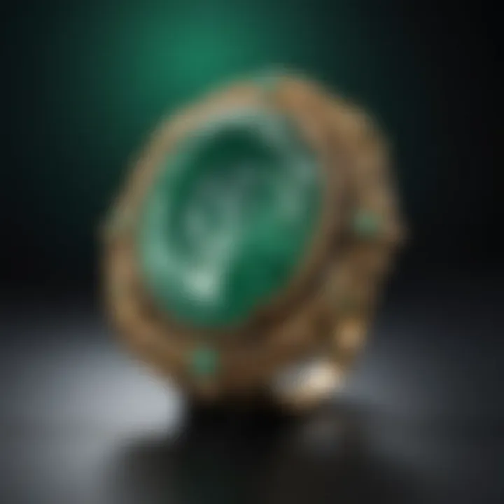 An elegant jade jewelry piece displayed on a velvet background, emphasizing its beauty.