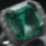 Close-up of an emerald cut gemstone showcasing its clarity and brilliance