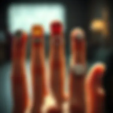 Artistic representation highlighting cultural symbols associated with different finger sizes.