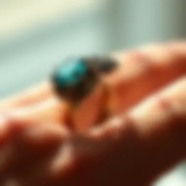 Close-up of intricately designed ring showcasing the importance of finger size in jewelry selection.