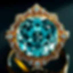 Intricate lab-grown gemstone displayed in a luxurious setting