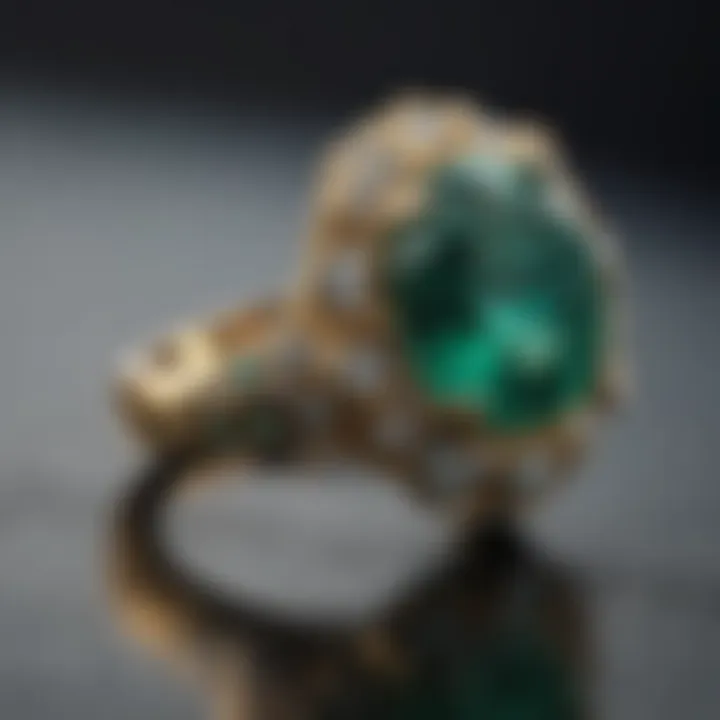 A luxurious emerald ring set in a detailed gold band