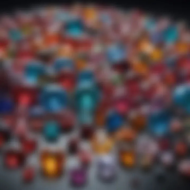 A stunning collection of rare gemstones displayed elegantly