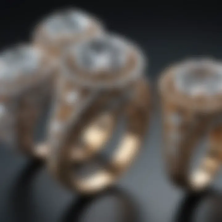 Elegant display of moissanite rings