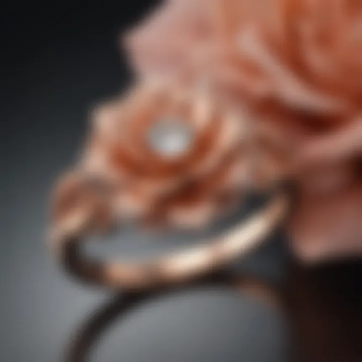 A rose gold engagement ring featuring a unique floral design