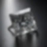 Close-up view of a princess cut diamond reflecting light