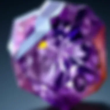 Close-up view of a sparkling amethyst crystal showcasing its intricate facets