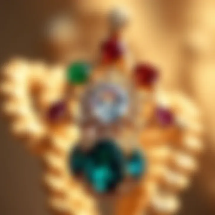 Intricately crafted jewelry featuring various natural gemstones