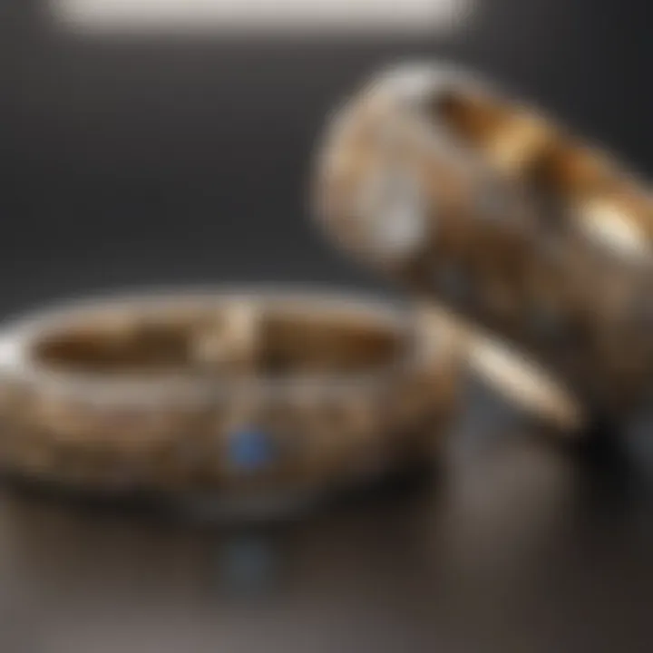 A collection of wedding rings made from various materials including gold and platinum