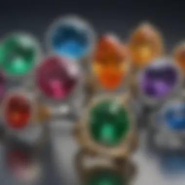 Gemstone Options for Fifth Anniversary Rings Artistic arrangement of various gemstones suitable for fifth anniversary rings