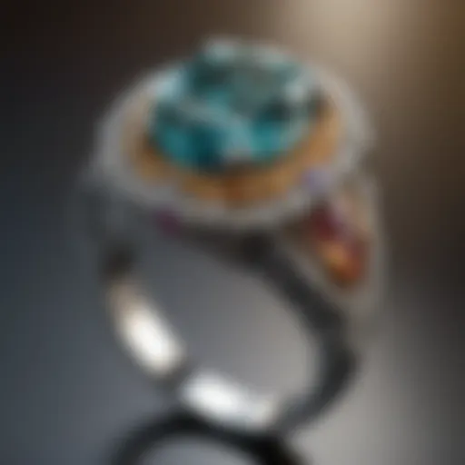 Intricate design of a fifth anniversary ring showcasing a unique gemstone