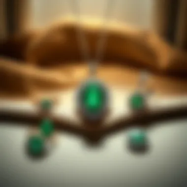 Elegant emerald jewelry displayed on a soft velvet background, highlighting its beauty and craftsmanship.