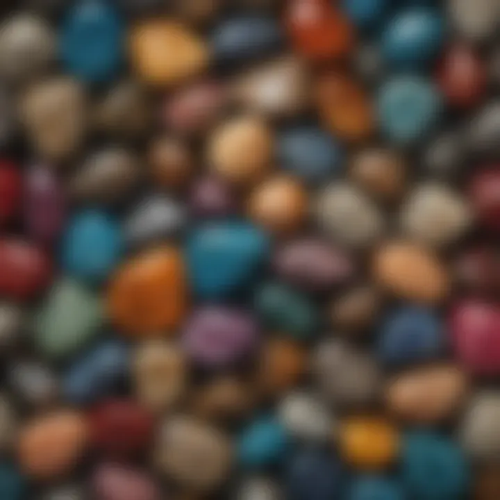 A close-up of various energy stones with unique textures and colors