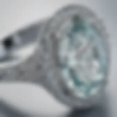 Close-up view of Tiffany halo oval ring showcasing intricate craftsmanship