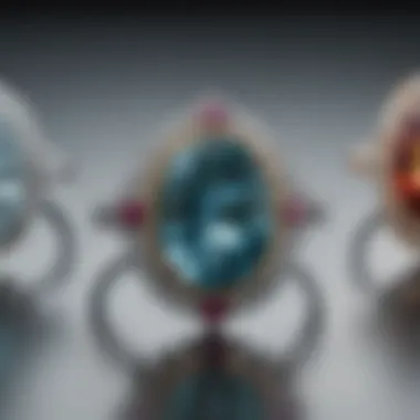 Tiffany halo oval ring displayed with various gemstone options