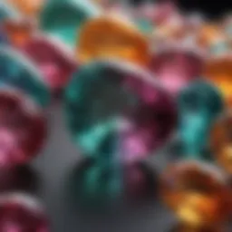 A spectrum of tourmaline gemstones showcasing their vibrant colors.
