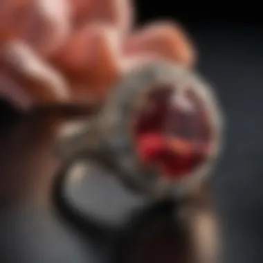 Stylish ring displayed alongside gemstone meanings