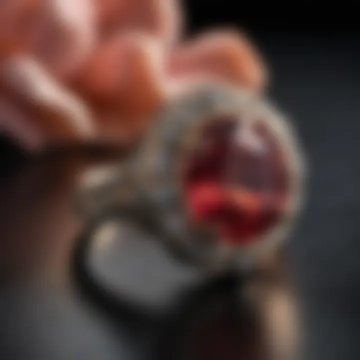 Stylish ring displayed alongside gemstone meanings